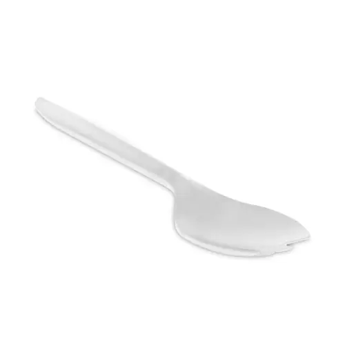 Pactiv Evergreen Fieldware Cutlery, Mediumweight Spork, Plastic, White, 1,000/Carton