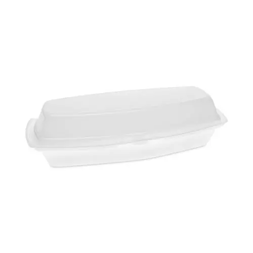 Pactiv Evergreen Foam Hinged Lid Container, Single Tab Lock Hot Dog, White, 504/Carton