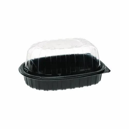 Pactiv Evergreen MealMaster Chicken Roaster Base/Lid, 10 x 7.5 x 4, Black/Clear, Plastic, 110/Carton