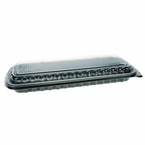 Pactiv Evergreen MealMaster Rib Container Base/Lid Combo, Black/Clear, Plastic, 16.6" x 7.3" x 2.3", 80/Carton