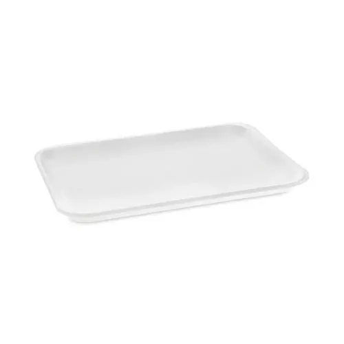 Pactiv Evergreen Meat Tray #4 Shallow, 9.13" x 7.13" x 0.65", White Foam, 500/Carton