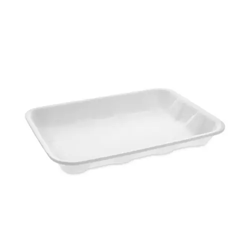 Pactiv Evergreen Meat Tray #4D, 9.5" x 7" x 1.25", White, Foam, 500/Carton