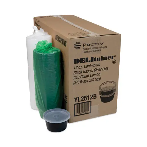 Pactiv Evergreen Newspring DELItainer Microwavable Container, 12 oz, Black/Clear, Plastic, 240/Carton
