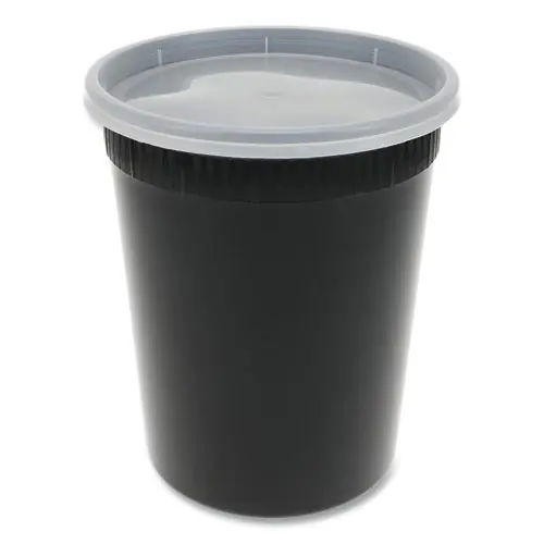 Pactiv Evergreen Newspring DELItainer Microwavable Container, 32 oz, Black/Clear, Plastic, 240/Carton