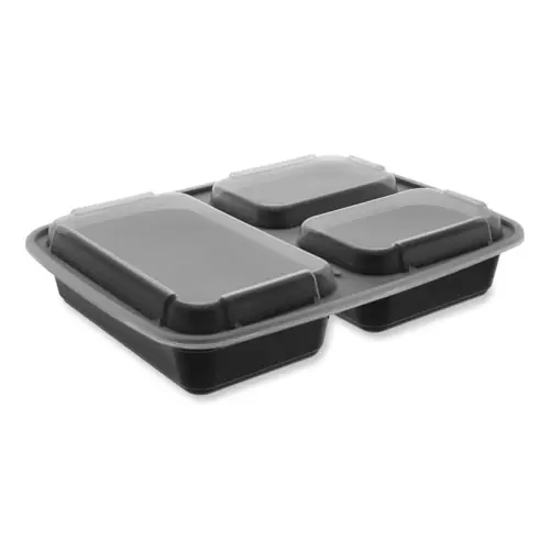 Pactiv Evergreen Newspring DELItainer Microwavable Container, 32 oz, Black/Clear, Plastic