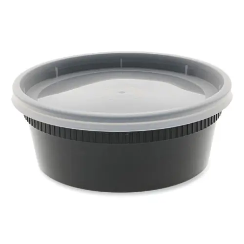 Pactiv Evergreen Newspring DELItainer Microwavable Container, 8 oz, Black/Clear, Plastic
