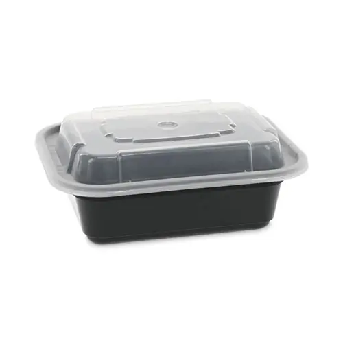 Pactiv Evergreen Newspring VERSAtainer Microwavable Containers, 12 oz, Black/Clear, Plastic, 150/Carton