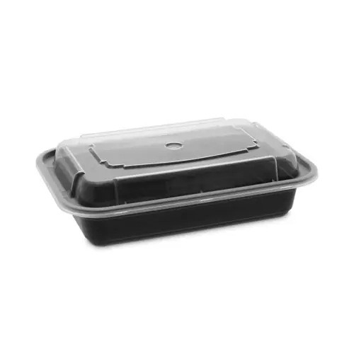 Pactiv Evergreen Newspring VERSAtainer Microwavable Containers, 16 oz, Black/Clear, Plastic, 150/Carton