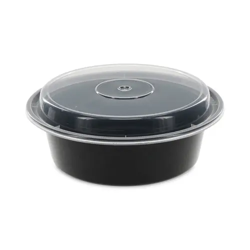 Pactiv Evergreen Newspring VERSAtainer Microwavable Containers, 32 oz, Black/Clear, Plastic - 150/Carton