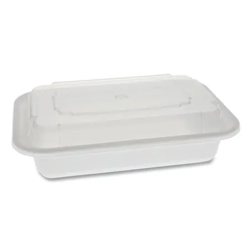 Pactiv Evergreen Newspring VERSAtainer Microwavable Containers, Rectangular, 16 oz, White/Clear, Plastic, 150/Carton