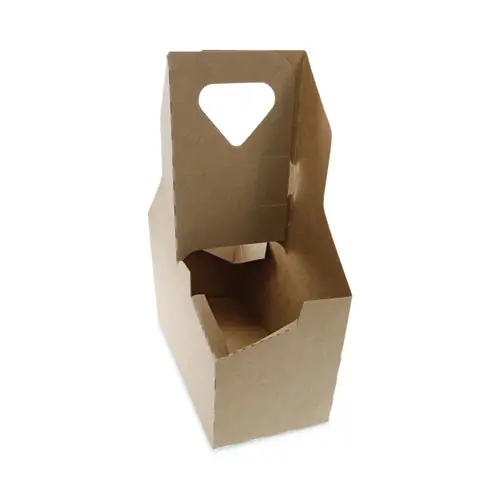 Pactiv Evergreen Paperboard Cup Carrier, Up to 44 oz, Two to Four Cups, Natural, 250/Carton