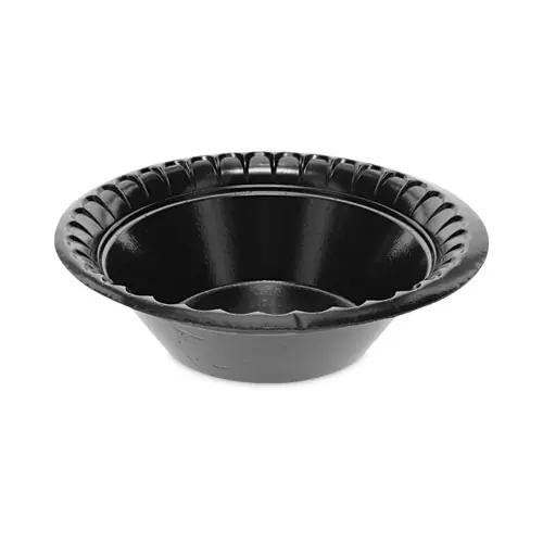 Pactiv Evergreen Placesetter Deluxe Laminated Foam Dinnerware, Bowl, 12 oz, Black, 1,000/Carton