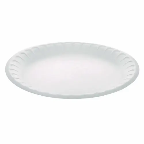 Pactiv Evergreen Placesetter Satin Non-Laminated Economy Foam Dinnerware Plate, 9" Diameter, White, 500/Carton