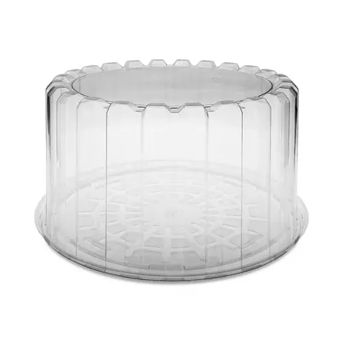 Pactiv Evergreen Plastic Cake Container with Deep Dome, 9.25" Diameter x 5" Height, Clear, 100/Carton
