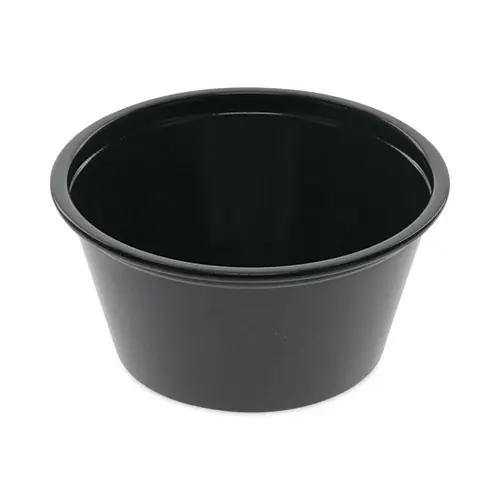 Pactiv Evergreen Plastic Portion Cup, 2 oz, Black, 200/Bag, 12 Bags/Carton