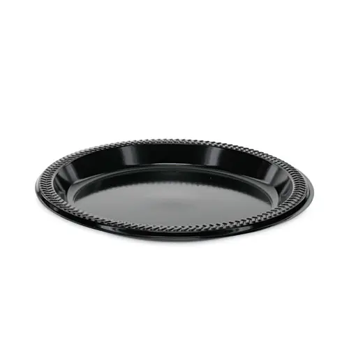Pactiv Evergreen Prairieware Impact Plastic Dinnerware Plate, 8.88" Diameter, Black, 400/Carton