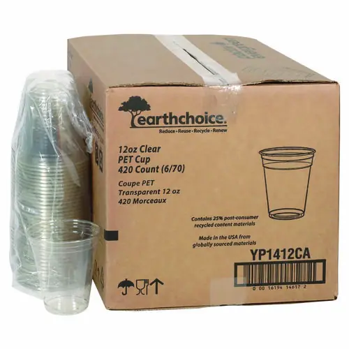 Pactiv Evergreen RPET Cold Cup, 12 oz, Plastic, Clear, 420/Carton