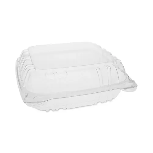 Pactiv Evergreen SENSATION SmartLock Hinged Lid Container, Clear Plastic, 8.34" x 8.24" x 3.05", 200/Carton