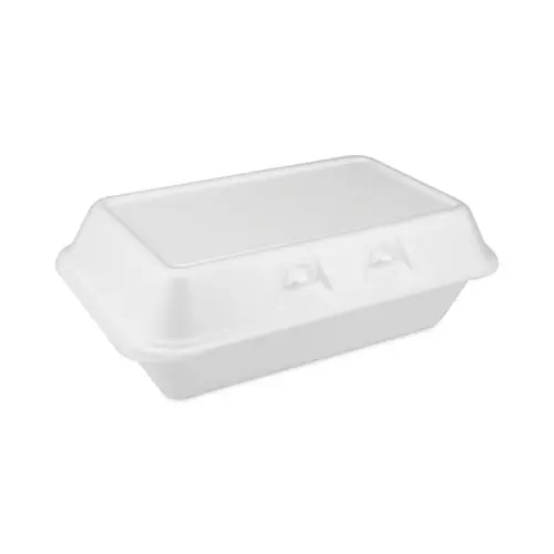 Pactiv Evergreen SmartLock Foam Hinged Lid Container, White, Medium, 220/Carton