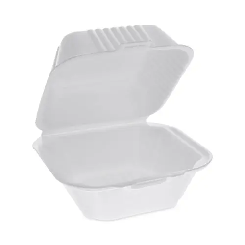 Pactiv Evergreen SmartLock Foam Hinged Lid Container, Sandwich, 5.75 x 5.75 x 3.25, White, 504/Carton