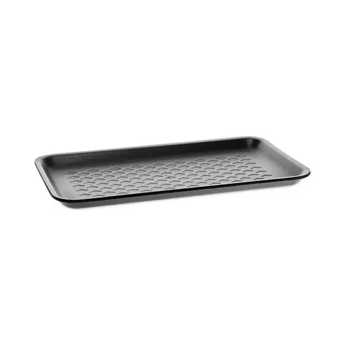 Pactiv Evergreen Supermarket Tray, #10S, 10.88 x 5.88 x 0.69, Black, Foam, 500/Carton