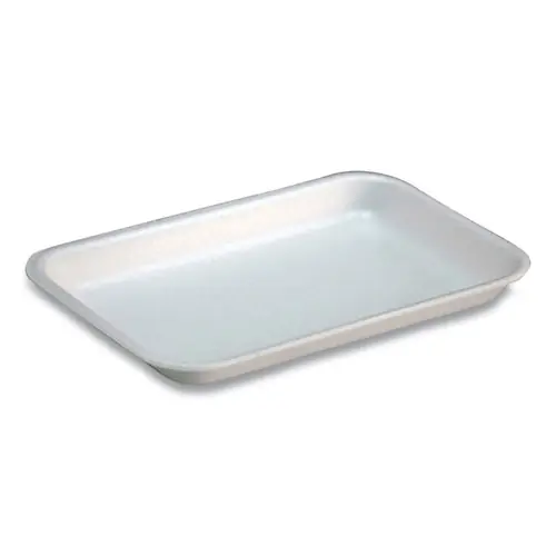 Pactiv Evergreen Supermarket Tray, #17S, White Foam, 8.3" x 4.8" x 0.65", 1000/Carton