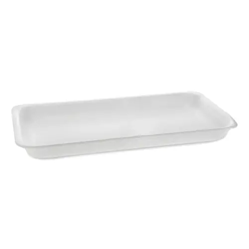 Pactiv Evergreen Supermarket Tray, #25PZ - 15" x 8" x 1.25" - White Foam - 200/Carton