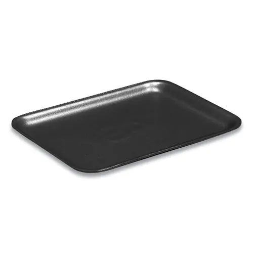 Pactiv Evergreen Supermarket Tray, #4S, 9.25 x 7.25 x 0.69, Black, Foam, 500/Carton