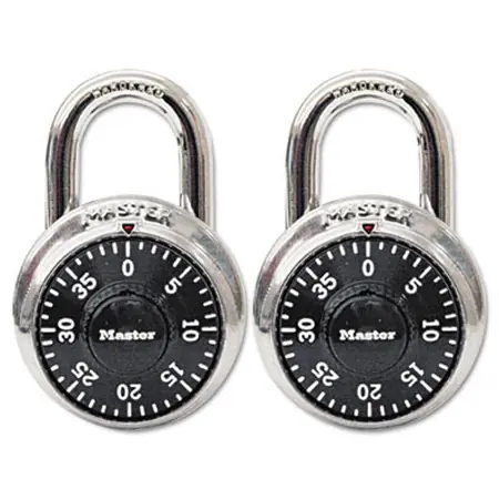 Padlock, combo, black dial, 2 pack
