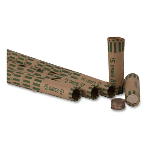 Pap-R Products Preformed Tubular Coin Wrappers, Dimes, 1000/Box