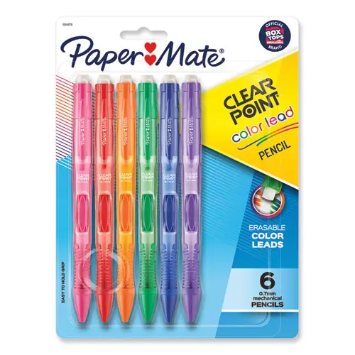 Paper Mate® Clearpoint Color Mechanical Pencils, 0.7 mm, Assorted Lead and Barrel Colors, 6/Pack