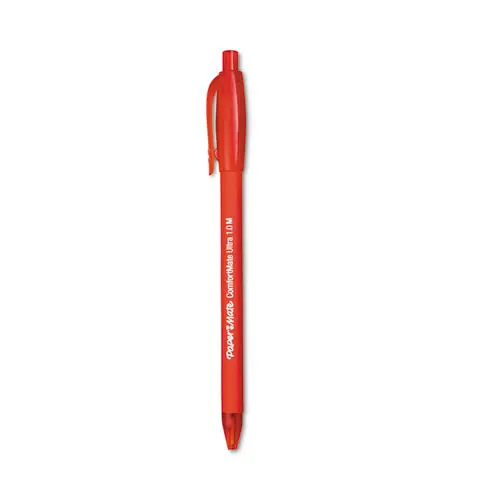 Paper Mate® ComfortMate Ultra Ballpoint Pen, Retractable, Medium 1 mm, Red Ink, Red Barrel, Dozen