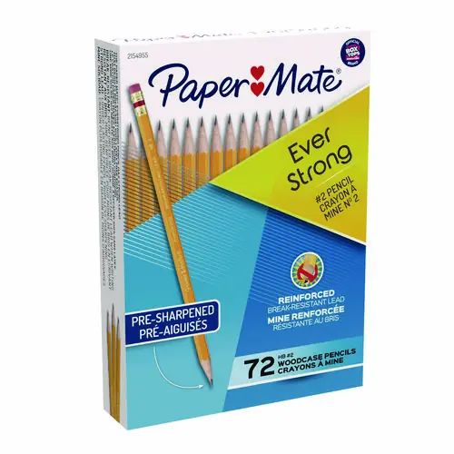 Paper Mate® EverStrong #2 Pencils, HB (#2), Black Lead, Yellow Barrel, 72/Box
