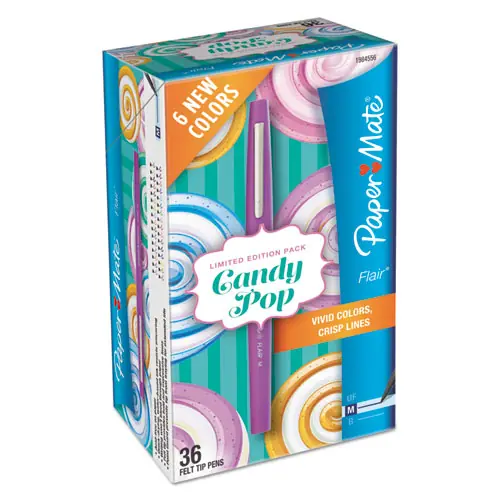 Paper Mate® Flair Candy Pop Porous Point Pen, Medium, Assorted Colors, 36/Pack