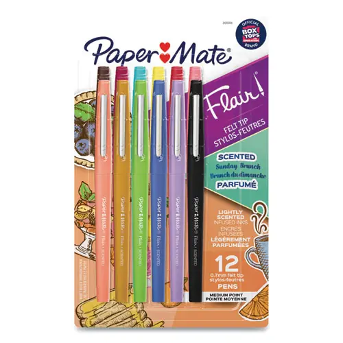 Paper Mate® Flair Scented Felt Tip Porous Point Pen, Medium 0.7 mm, Assorted Ink & Barrel Colors, 12/Pack