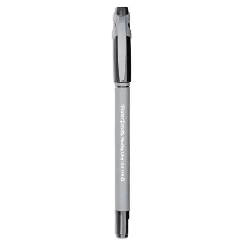 Paper Mate® FlexGrip Ultra Recycled Ballpoint Pen, Stick, Medium 1 mm, Black Ink, Gray Barrel, Dozen