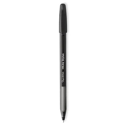 Paper Mate® InkJoy 100 Ballpoint Pen/Stylus, Medium, 1 mm, Black Ink, Black Barrel, Dozen
