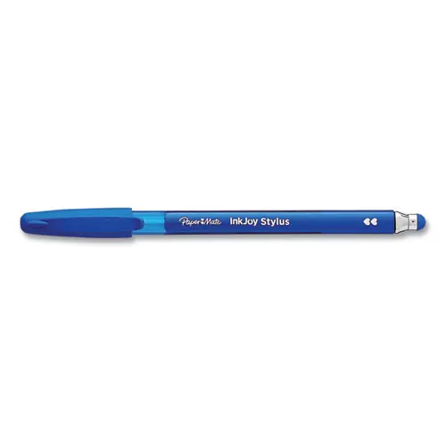 Paper Mate® InkJoy 100 Ballpoint Pen/Stylus, Medium, 1 mm, Blue Ink, Blue Barrel, 12/Pack