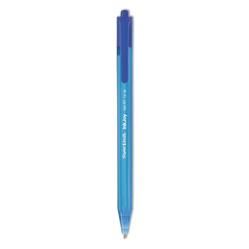 Paper Mate® InkJoy 100 RT Retractable Ballpoint Pen, Medium Point, 1 mm, Blue Ink, Translucent Blue Barrel, Dozen