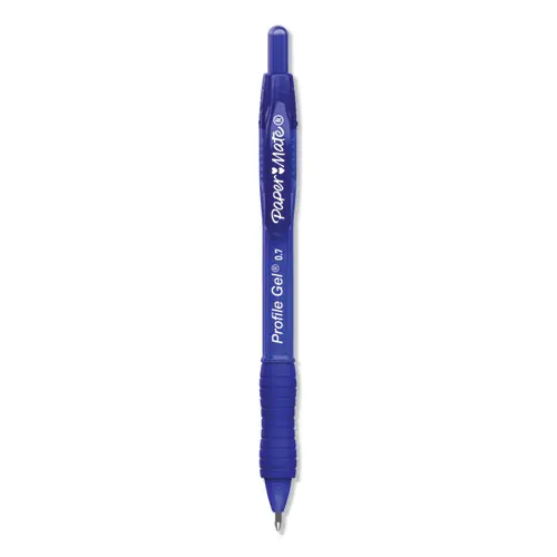 Paper Mate® Profile Gel Pen, Retractable, Medium 0.7 mm, Blue Ink, Translucent Blue Barrel, Dozen
