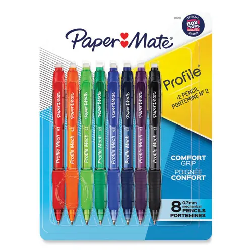 Paper Mate® Profile Mechanical Pencils, 0.7 mm, HB (#2), Black Lead, Assorted Barrel Colors, 8/Pack