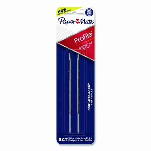 Paper Mate® Refill for Paper Mate Profile Ballpoint Pens, Medium, 1 mm Conical Tip, Black Ink, 2/Pack