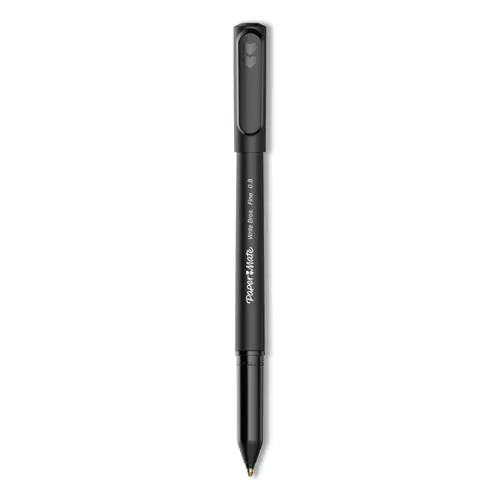 Paper Mate® Write Bros. Ballpoint Pen, Stick, Fine 0.8 mm, Black Ink, Black Barrel, Dozen