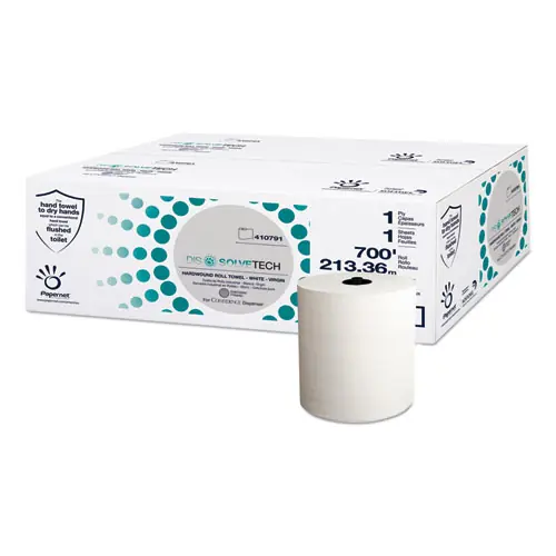 Papernet® DissolveTech Paper Towel, 1-Ply, 7.5" x 700 ft, White, 6 Rolls/Carton