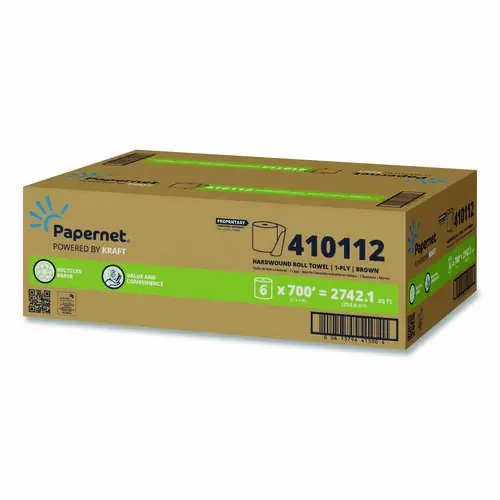 Papernet® HyTech Seas Hardwound Roll Towel, Kraft, 1-Ply, Brown, 7.9" x 700 ft, 6/Carton