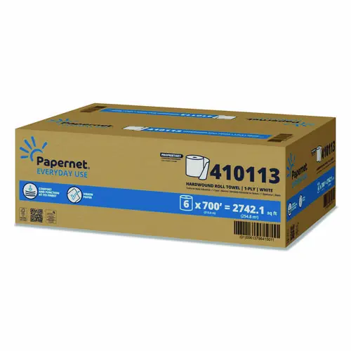 Papernet® HyTech Seas Hardwound Roll Towels, 1-Ply, 7.9" x 700 ft, White, 6/Carton