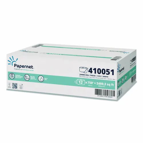 Papernet® HyTech Seas Mini JRT, Septic Safe, 1-Ply, White, 3.3" x 750 ft, 6 Rolls/Carton