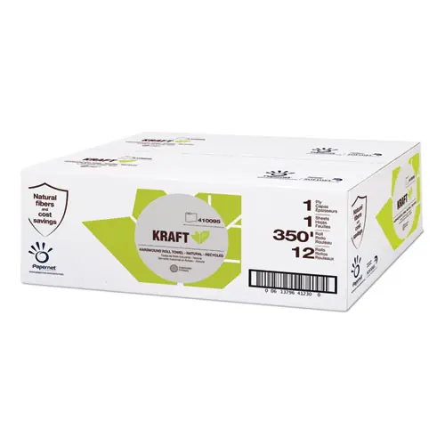 Papernet® Kraft Tech Hardwound Paper Towel, 1-Ply, Brown, 350 ft, 12 Rolls/Carton