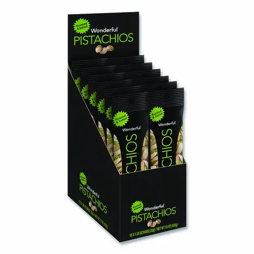 Paramount Farms® Wonderful Pistachios, Roasted and Salted, 1.25 oz Tube, 12/Box