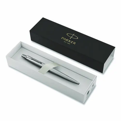 Parker® Jotter Ballpoint Pen, Retractable, Fine 0.5 mm, Blue Ink, Stainless Steel Barrel